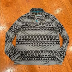 Chubbies Men’s Fair Isle Bear Print Fleece Quarter Zip Pullover – XL